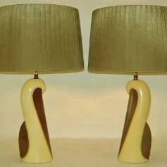 Pair vintage ceramic table lamps, 1950`s ca, French